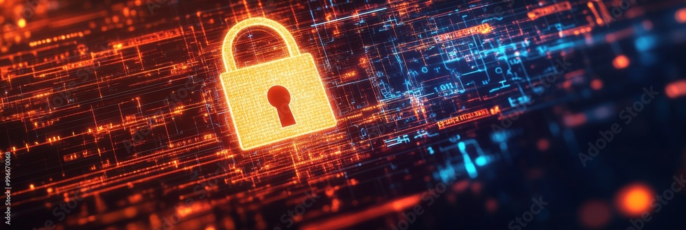 Digital file icon secured with a shining lock