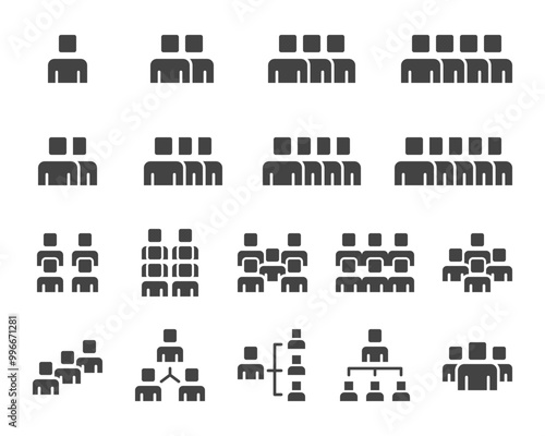 people and group solid icon set