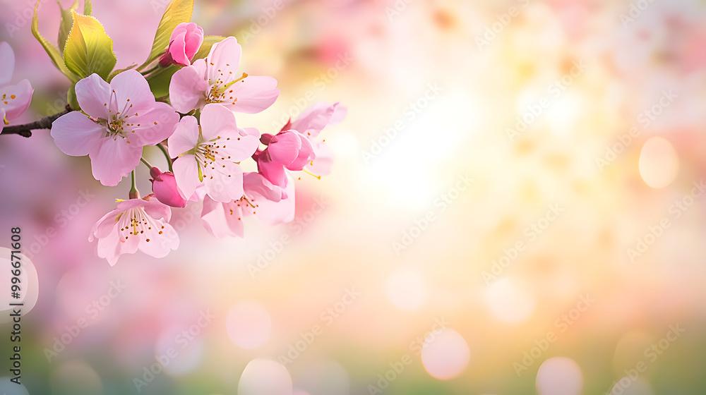 Pink cherry tree blossom flowers blooming in spring Easter sunrise for a Mothers Day background. Pink cherry tree blossom flowers blooming in spring Easter sunrise for a Mothers Day background.