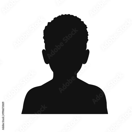 Silhouette of African Kid Playing – Transparent Background Black and White Vector Suitable for Logos and Icons