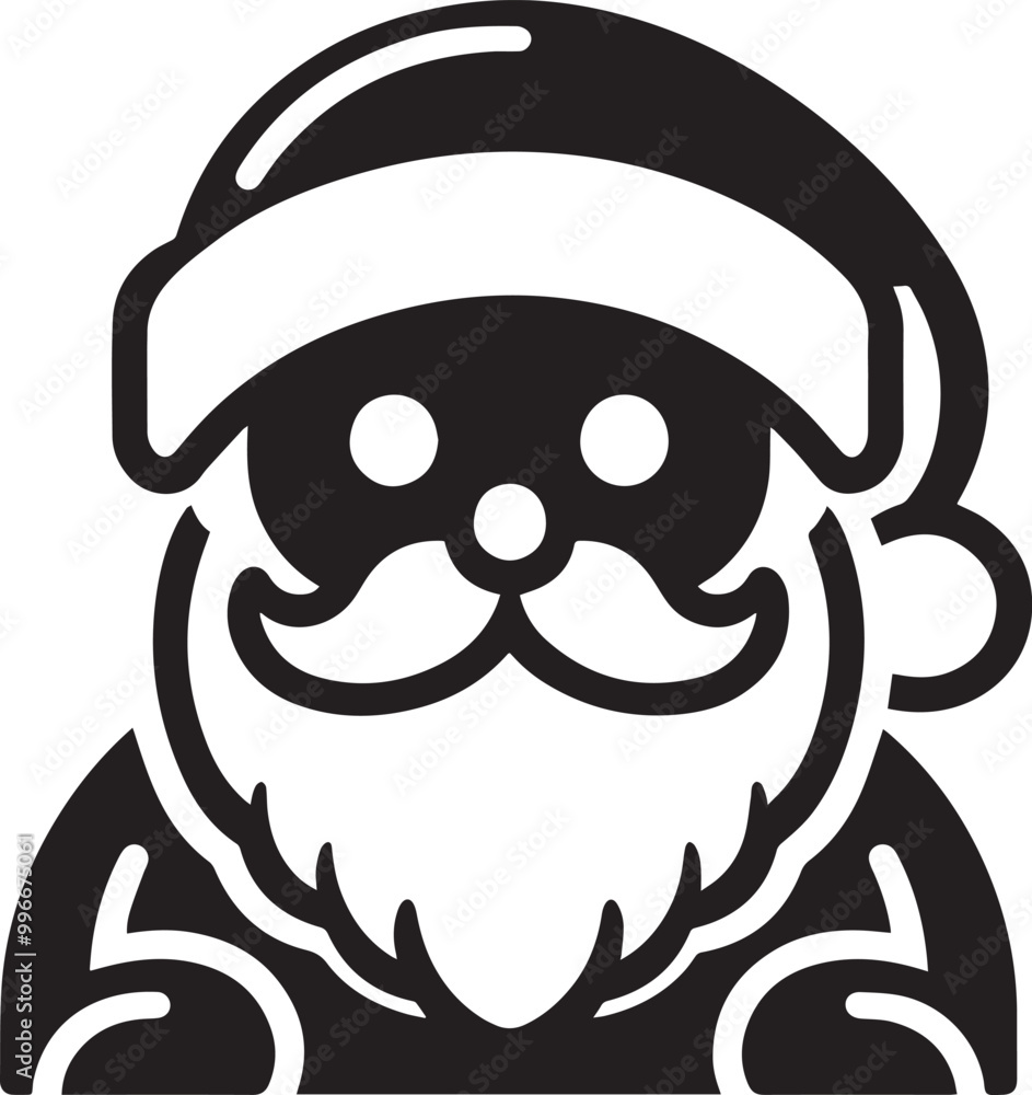 Black and white Santa Claus vector icon illustration. Black and white Santa Claus vector icon illustration.