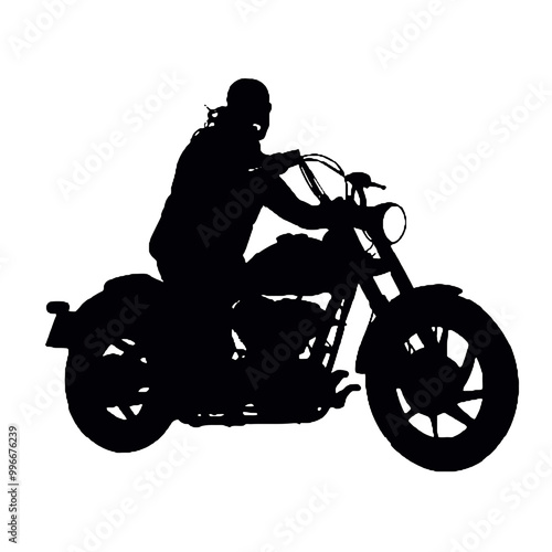 Custom Chopper Biker Silhouette – Transparent Background Vector Logo for Tattoos and Icons photo