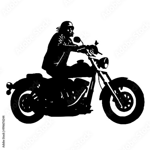 Custom Chopper Biker Silhouette – Transparent Background Vector Logo for Tattoos and Icons photo