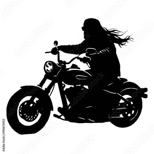 Custom Chopper Biker Silhouette – Transparent Background Vector Logo for Tattoos and Icons