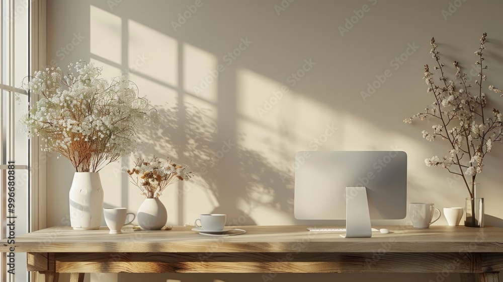 Stylish workplace with copy space, Designer mockup desk work Stylish workplace with copy space, Designer mockup desk work