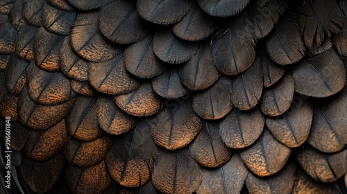 Close up macro view of the intricate texture of feather barbs from a large bird of prey