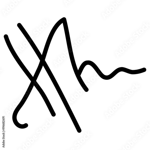 Autograph icon outline style. Simple script writing symbol vector illustration — pixel-perfect icon.