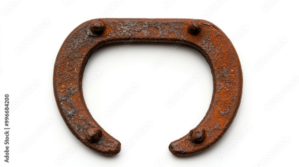 Rusty horseshoe with weathered texture, representing good luck and rustic charm. Perfect for vintage decor or equestrian themes. Rusty horseshoe with weathered texture, representing good luck and rustic charm. Perfect for vintage decor or equestrian themes.