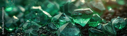 A close up of green gemstones photo