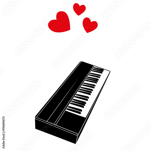 love with music logo. piano symbol. vector logo