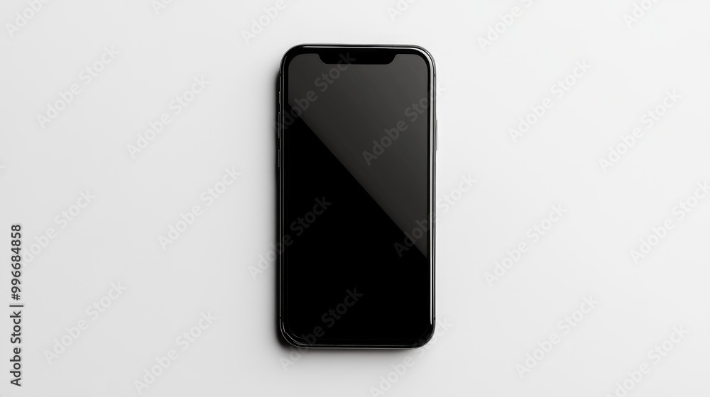Black smartphone isolated against a white backdrop Black smartphone isolated against a white backdrop