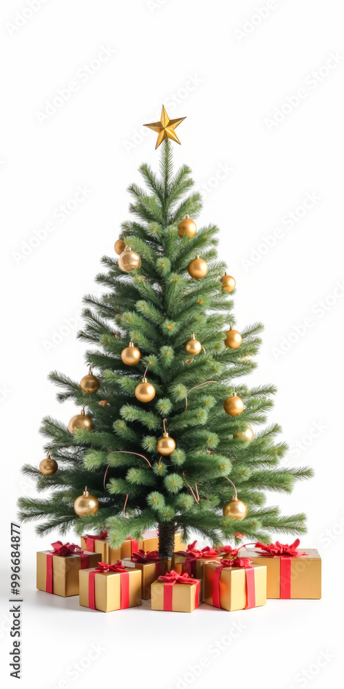 Christmas tree with decorations on a white background isolated Christmas tree with decorations on a white background isolated