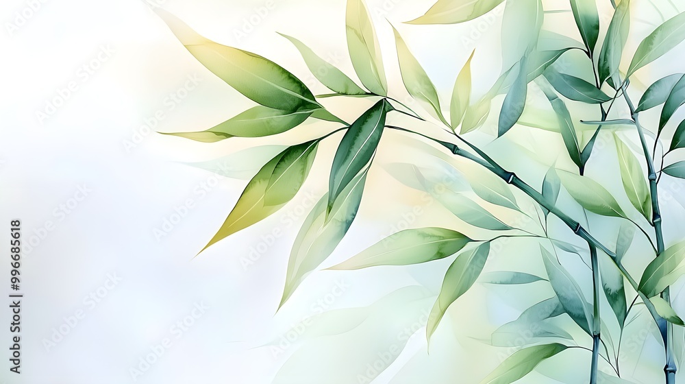 Abstract watercolor bamboo with bright greens and soft edges Abstract watercolor bamboo with bright greens and soft edges
