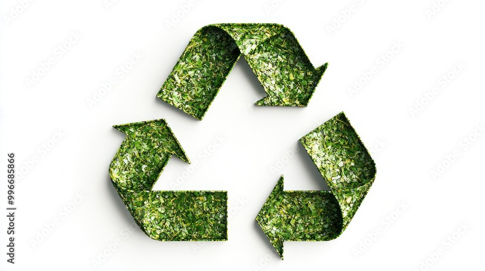 Green recycle symbol with three arrows forming a circle on a white background. Green recycle symbol with three arrows forming a circle on a white background.
