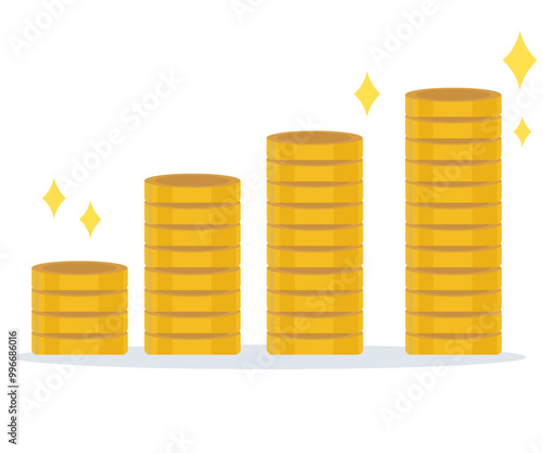 増えるお金。増加するお金のイラスト。お金が貯まる。ベクター