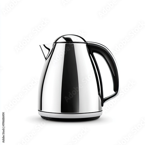 Sleek stainless steel kettle with a modern design, perfect for boiling water and enhancing kitchen aesthetics. photo