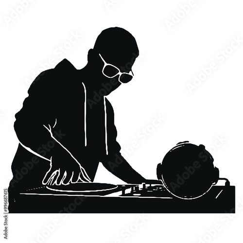 Club DJ Guy Silhouette Vector Illustration Transparent Background