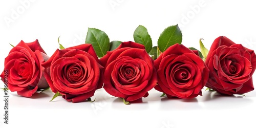 Fototapeta Naklejka Na Ścianę i Meble -  vibrant red roses bouquet on white backdrop