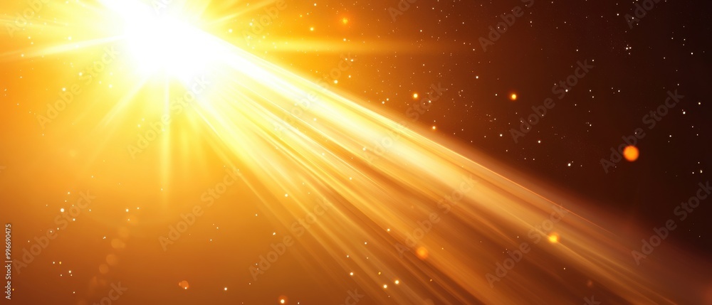 Golden rays of light shining through space with sparkles. Golden rays of light shining through space with sparkles.