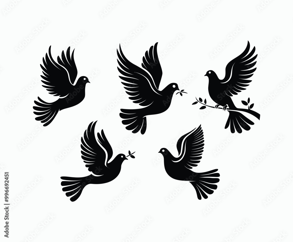 Fototapeta premium Dove silhouette EPS vector isolated illustration template on a white background