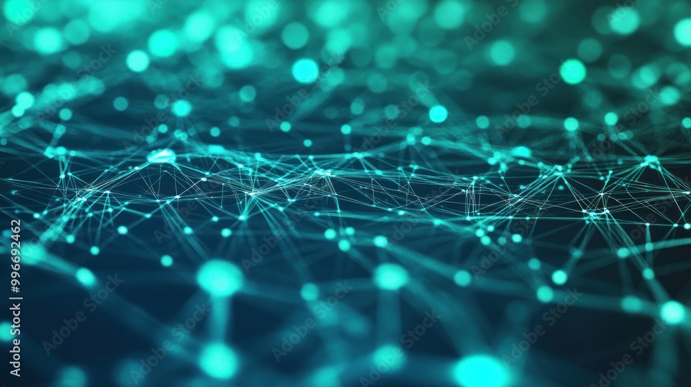 Obraz premium Abstract digital network representation with interconnected nodes and lines.