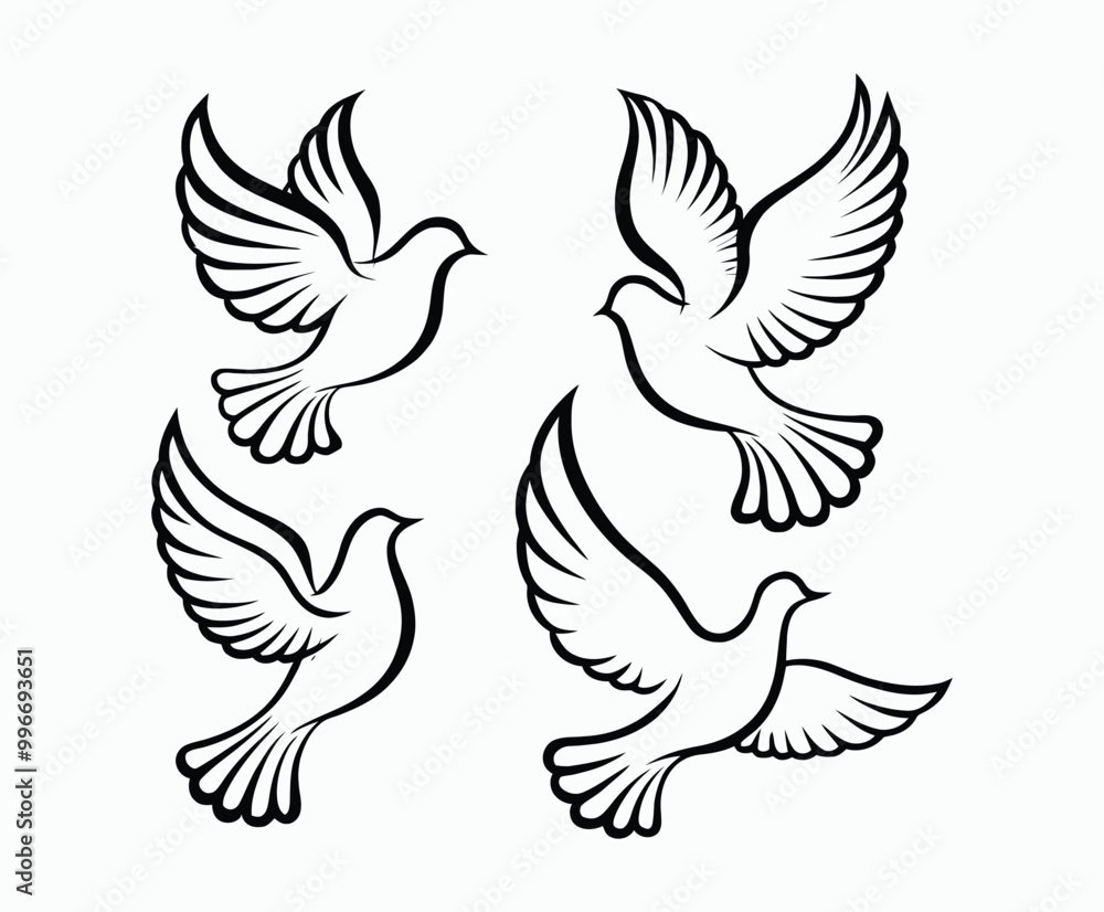 Dove silhouette EPS vector isolated illustration template on a white background Dove silhouette EPS vector isolated illustration template on a white background