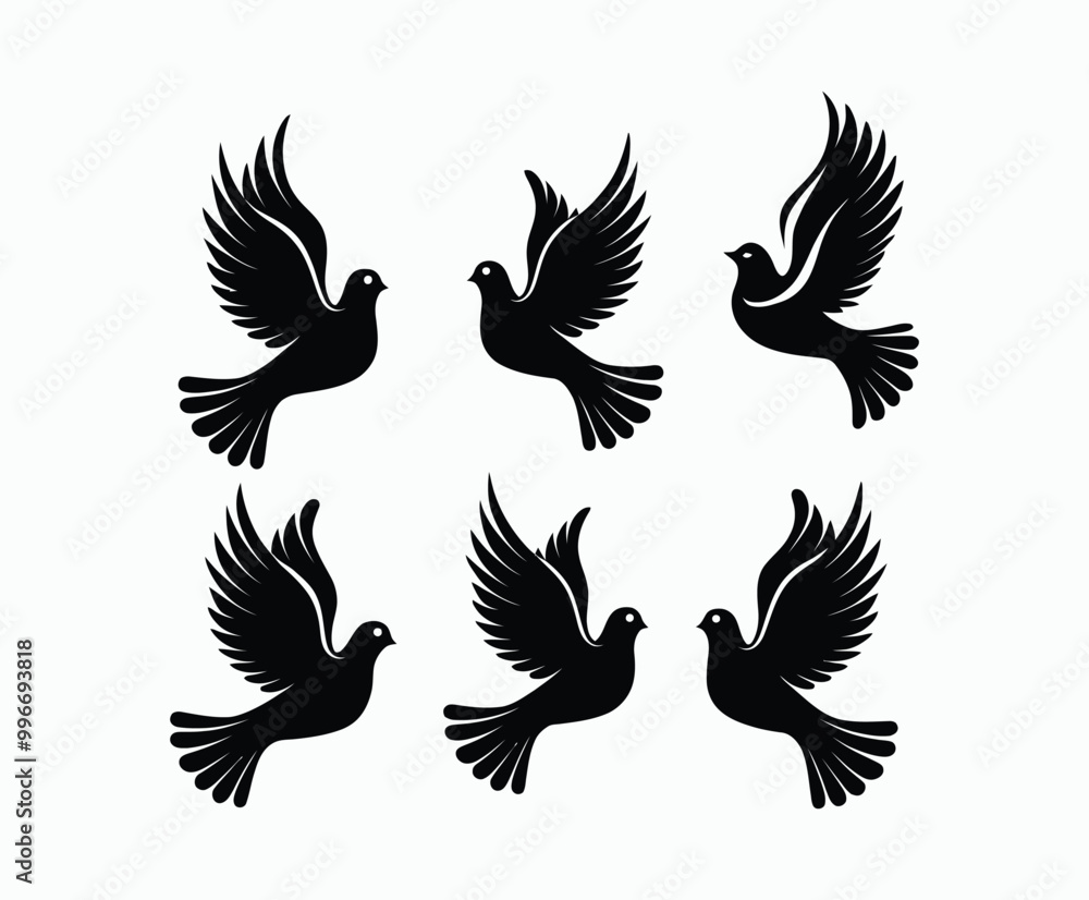 Fototapeta premium Dove silhouette EPS vector isolated illustration template on a white background