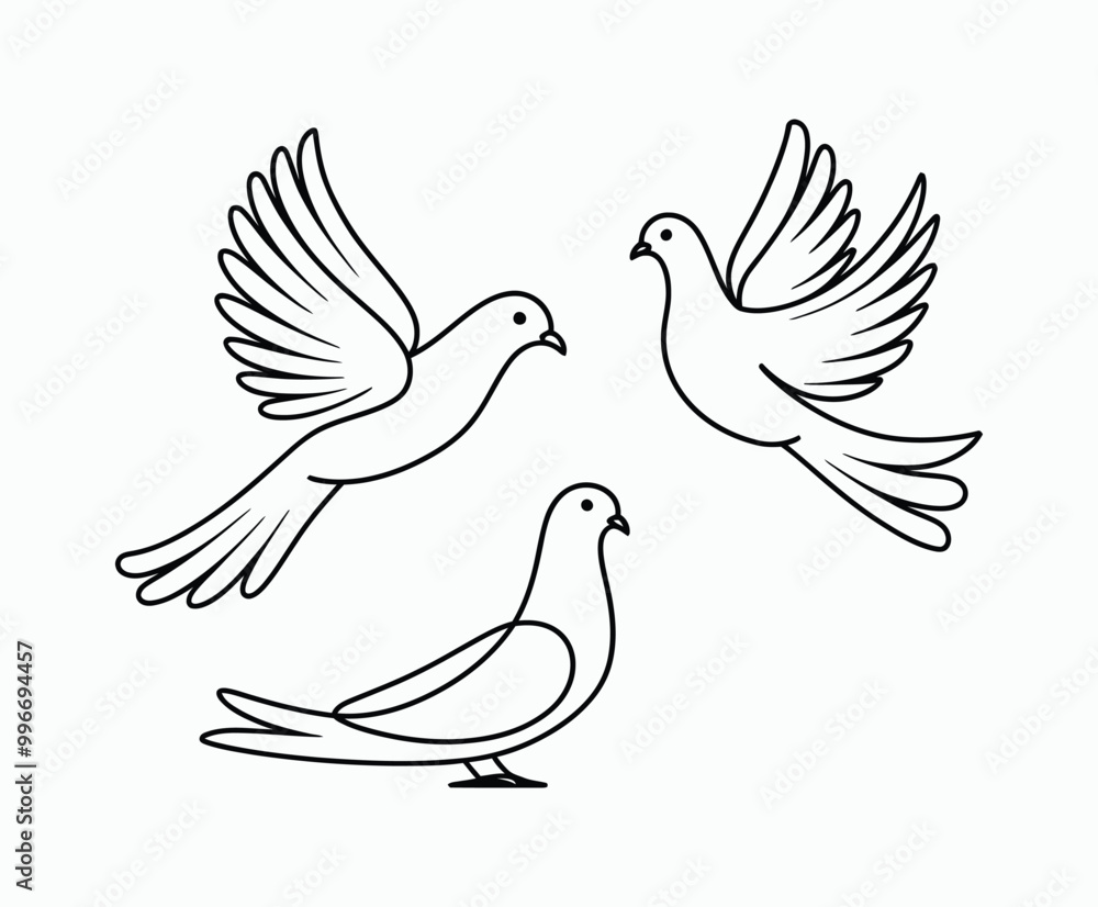 Obraz premium Dove silhouette EPS vector isolated illustration template on a white background