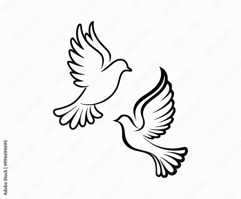 Fototapeta premium Dove silhouette EPS vector isolated illustration template on a white background