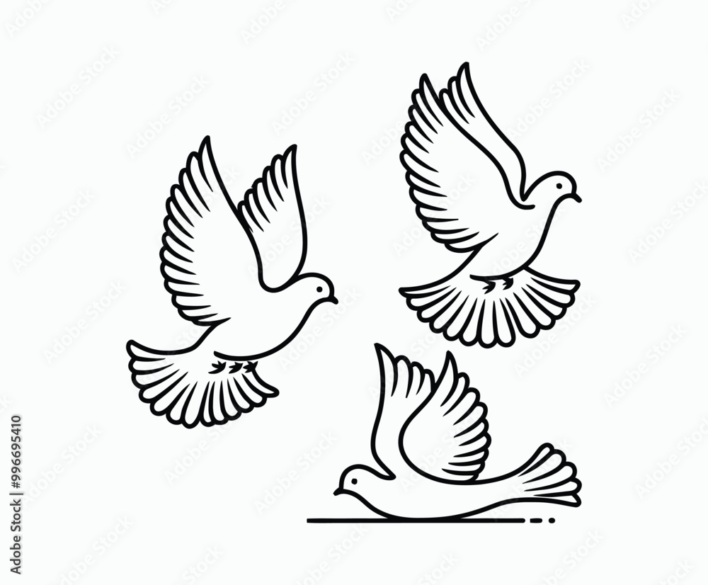 Fototapeta premium Dove silhouette EPS vector isolated illustration template on a white background