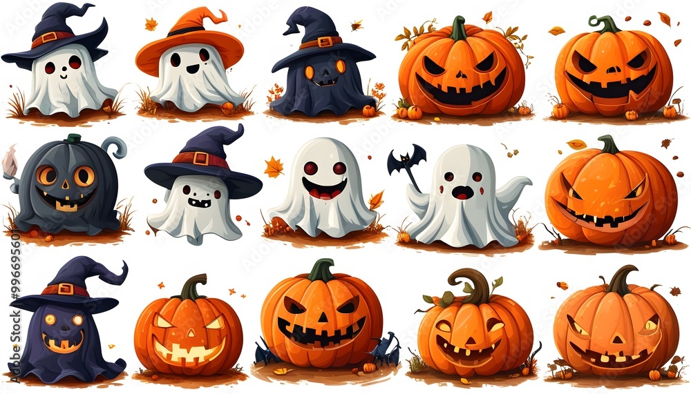 Fototapeta premium set of halloween pumpkins