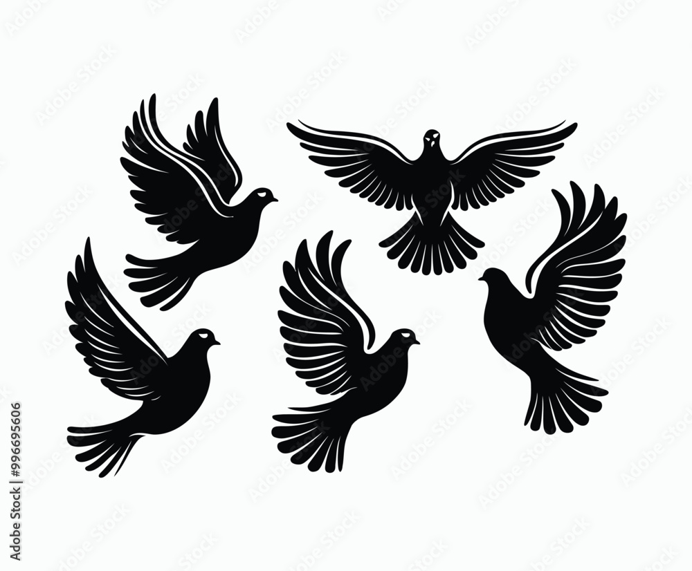 Fototapeta premium Dove silhouette EPS vector isolated illustration template on a white background