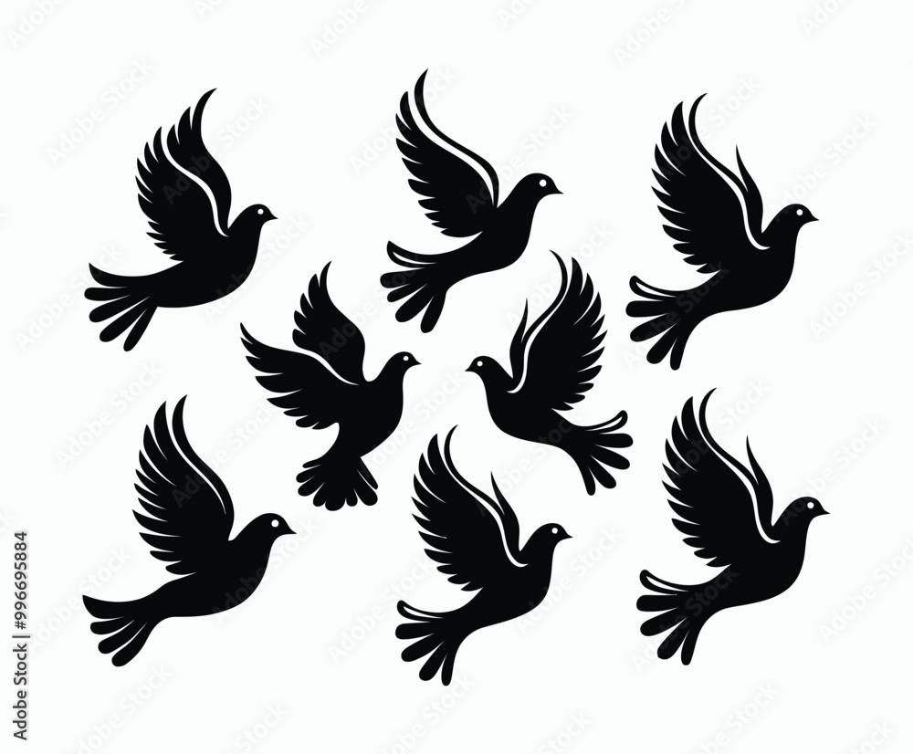 Fototapeta premium Dove silhouette EPS vector isolated illustration template on a white background