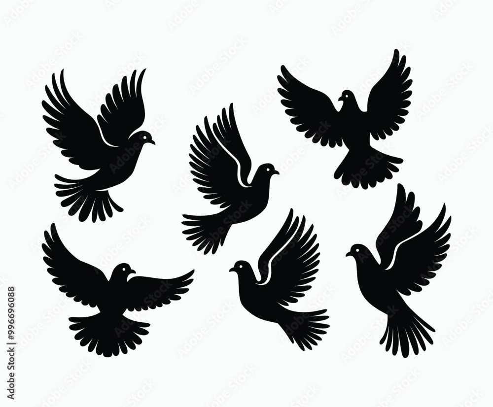 Naklejka premium Dove silhouette EPS vector isolated illustration template on a white background