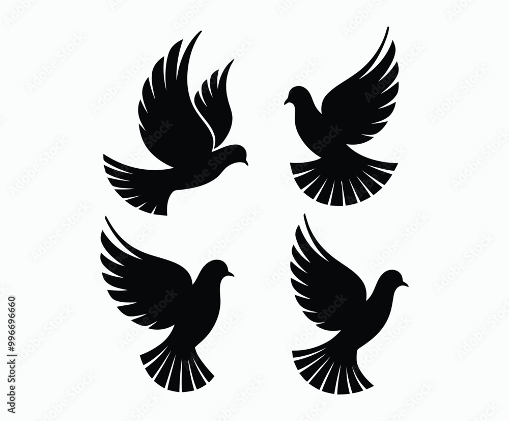 Fototapeta premium Dove silhouette EPS vector isolated illustration template on a white background