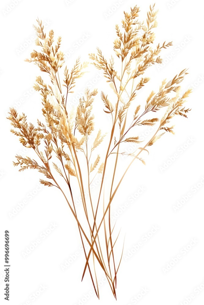 Vector of dry wild flower plant grass wheat.