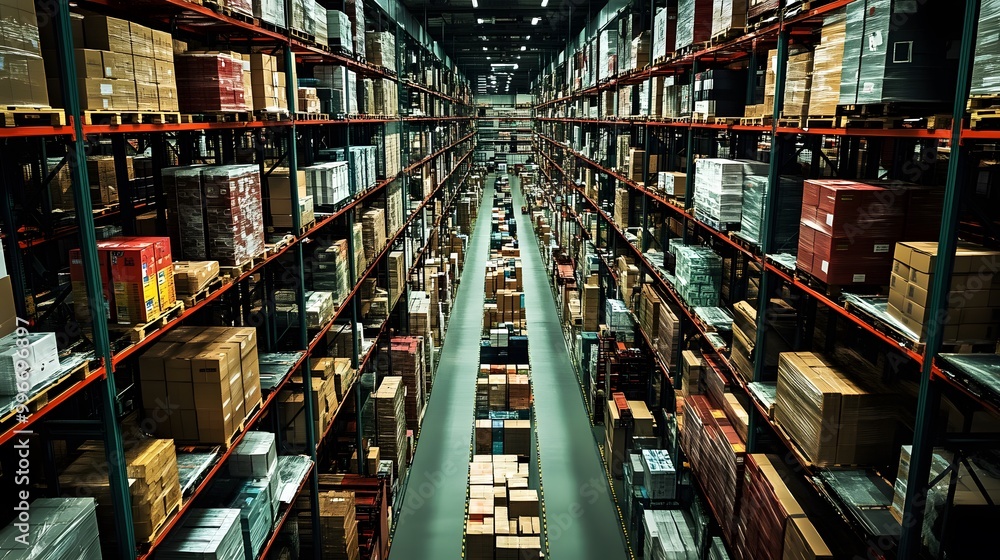 A sprawling distribution hub where AI systems monitor and adjust quality control metrics for global shipments. A sprawling distribution hub where AI systems monitor and adjust quality control metrics for global shipments.