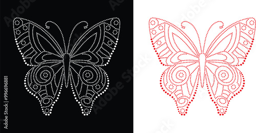Angel wings crystal iron Rhinestone template design. Beauty for unique modern butterfly digital Rhinestone template.