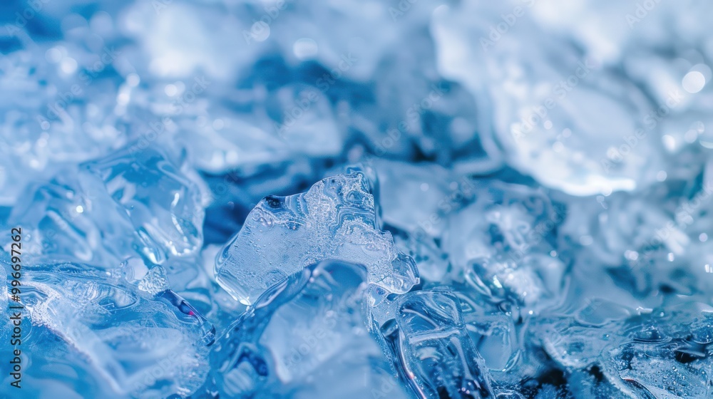 Close-up of ice crystals with soft blue lighting. Frozen texture and cold concept for winter and refreshing design. Close-up of ice crystals with soft blue lighting. Frozen texture and cold concept for winter and refreshing design.