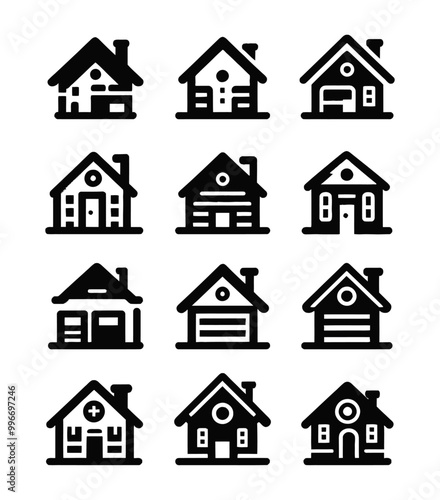 set of houses icons