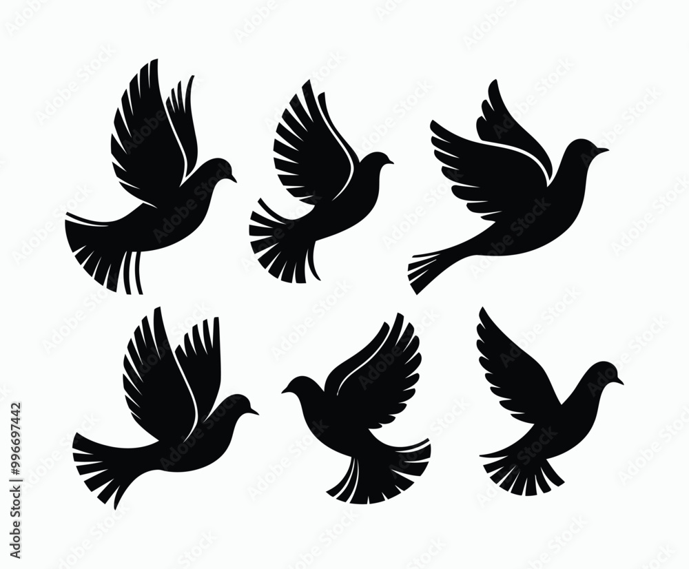 Dove silhouette EPS vector isolated illustration template on a white background Dove silhouette EPS vector isolated illustration template on a white background