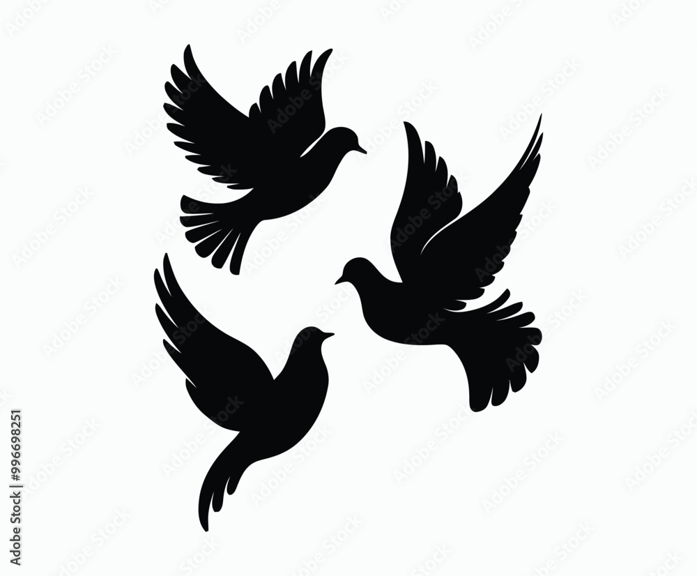 Fototapeta premium Dove silhouette EPS vector isolated illustration template on a white background