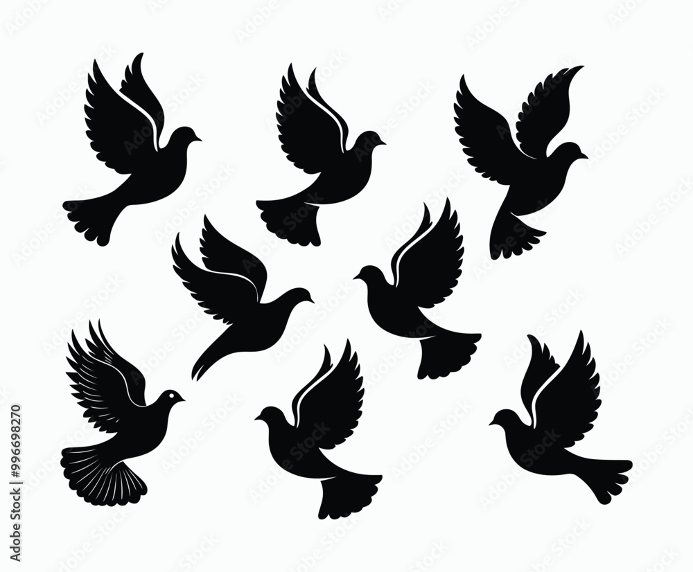 Fototapeta premium Dove silhouette EPS vector isolated illustration template on a white background