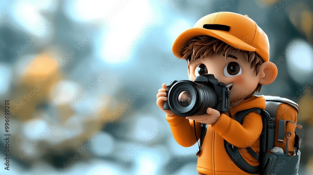Obraz premium Cute Lynx Character with Camera in 3D Style