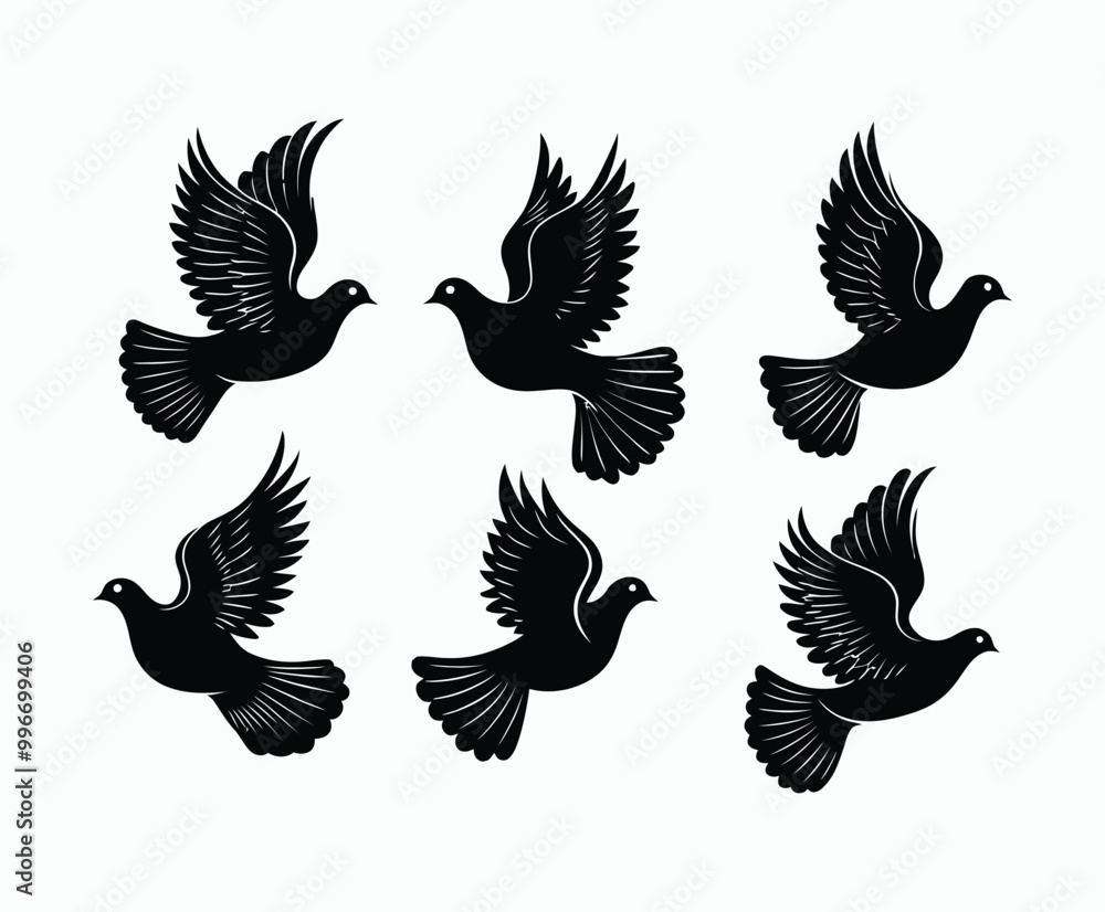 Obraz premium Dove silhouette EPS vector isolated illustration template on a white background