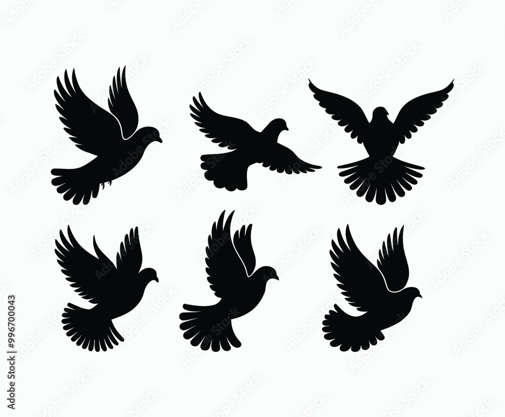Fototapeta premium Dove silhouette EPS vector isolated illustration template on a white background