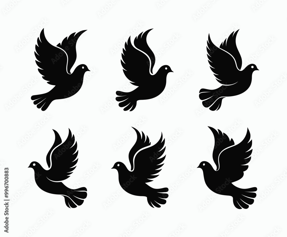 Fototapeta premium Dove silhouette EPS vector isolated illustration template on a white background