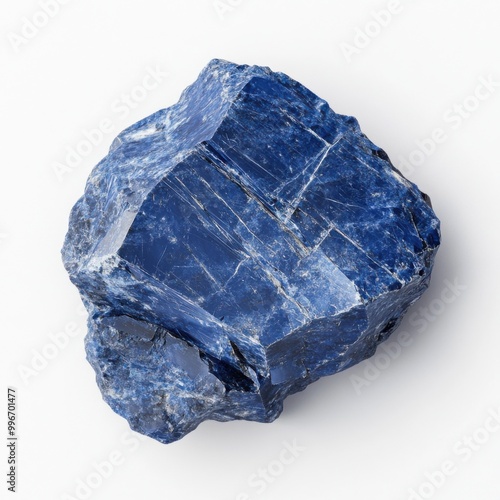 Dumortierite: Blue Aluminium Silicate on White Background photo