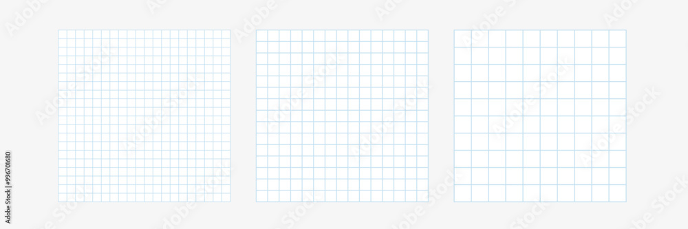 Square grid with lines collection. Note paper sheet, school math sheet. Vector illustration. Square grid with lines collection. Note paper sheet, school math sheet. Vector illustration.