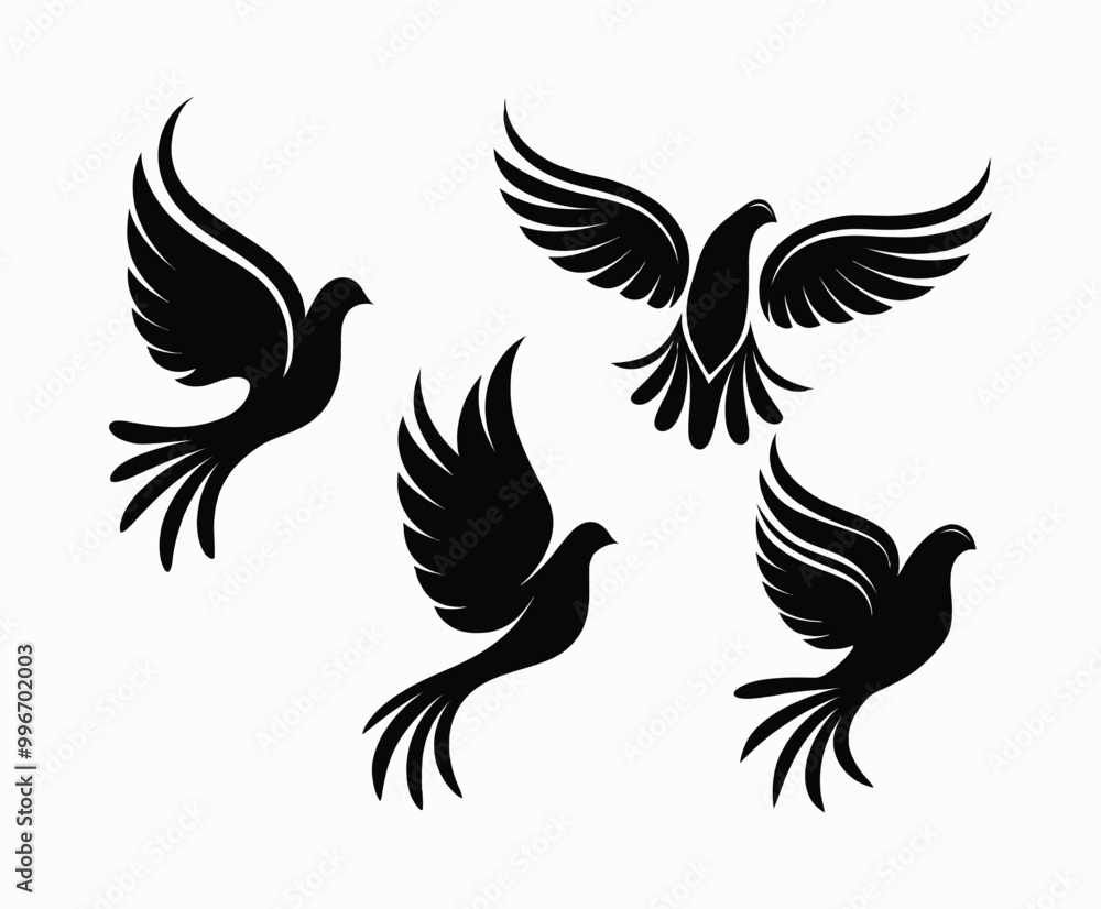 Obraz premium Dove silhouette EPS vector isolated illustration template on a white background
